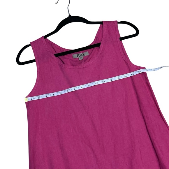 FLAX Pink Sleeveless Ruffle Hem Linen Midi Dress P (4/6) - Picture 6 of 13